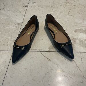 Sam Edelman Black Leather Flats with Gold Detail